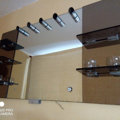 Bathroom mirror used with lights, shelves and glass holders 140x80cm