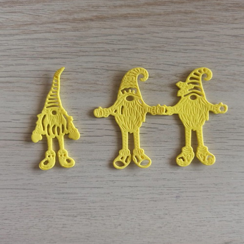 Yellow foam gnomes new, set of 3 pieces