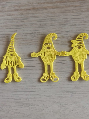 Yellow foam gnomes new, set of 3 pieces