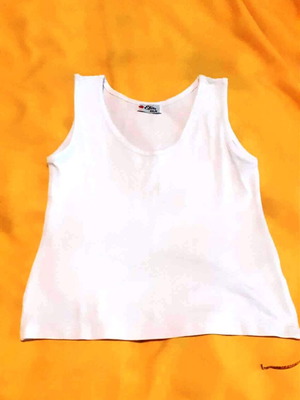 Evita white children's sleeveless shirt new, cotton/elastane, size 116 cm