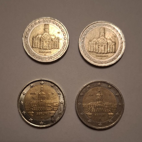 German commemorative coins like new, set of 4, 2 euro