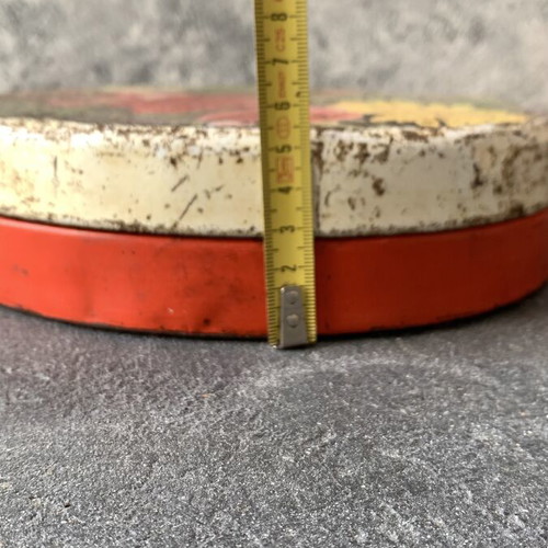 Vintage round tin box used