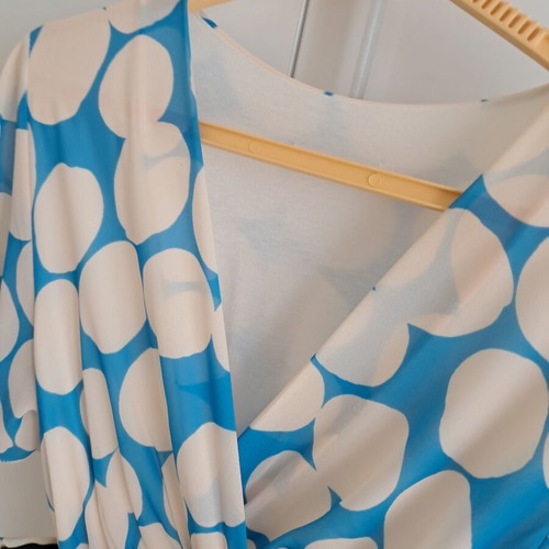 Women's midi dress cruzé like new, white and turquoise