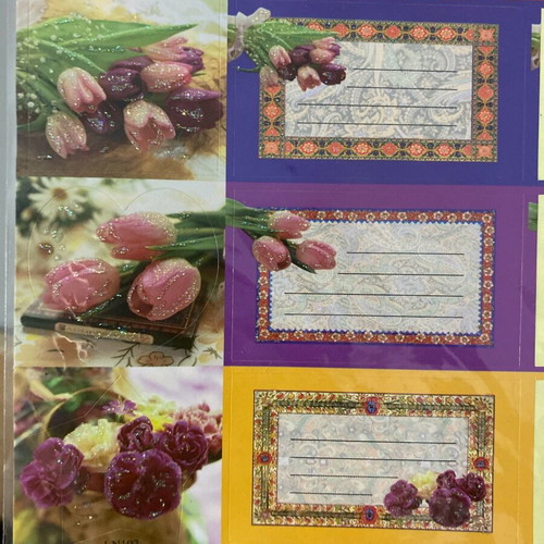 Stickers used with gold stamping and flowers