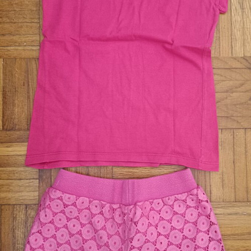 Benetton pink set with Trax shorts and shirt, used, size 5-6 years