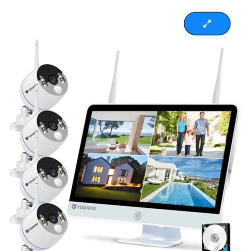 Yeskamo security system with 16-inch screen, 4 waterproof cameras and 2TB hard drive