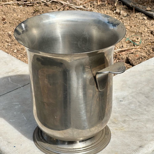 Vintage metal wine cooler champagne bucket used with handles retro design