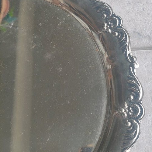 Silver-plated vintage serving trays used, set of 2, 32.5 & 33 cm