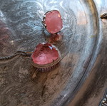 Pendant and ring set with large pink quartz stones new