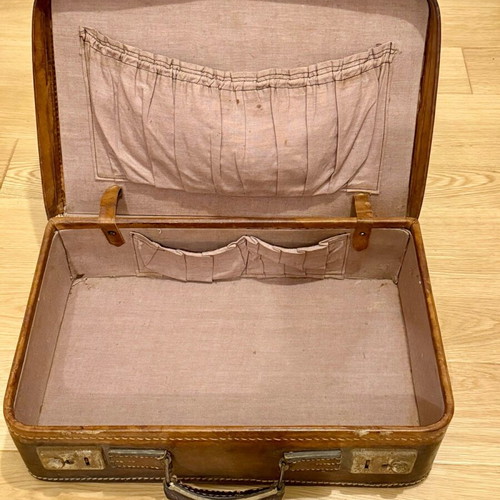 English vintage leather suitcase used with patina