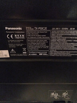 Τηλεόραση Panasonic Plasma 50 ιντσών, ανάλυση 1024x768, ηχεία 20W