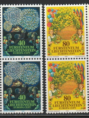 Liechtenstein 1981 Europa CEPT set MNH in block of four new