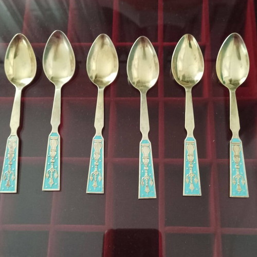 Set of old Russian silver spoons used, collectible
