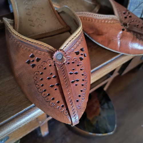 Ethnik leather mules used, size 38, brown