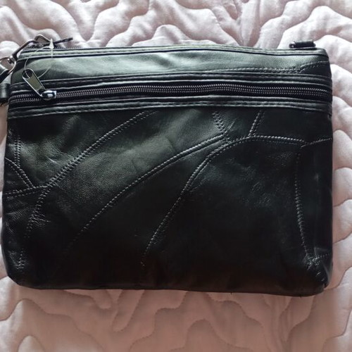 Leatherette pouch with shoulder strap, new, black