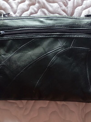 Leatherette pouch with shoulder strap, new, black