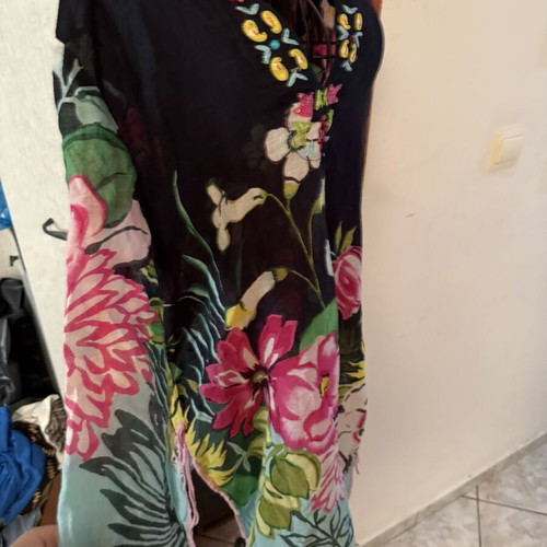 Floral Printed Blouse Tunic with Embroidery