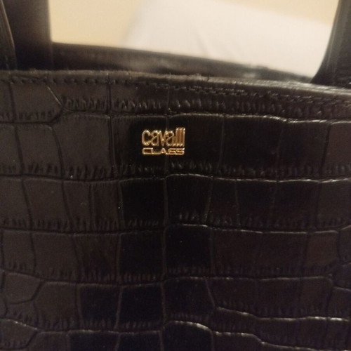 Cavalli BB Large Leather Handbag Black New