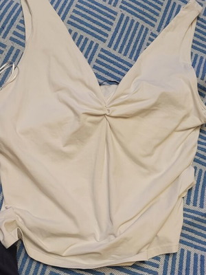 Zara white tank top with deep neckline and inner lining