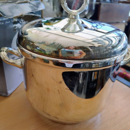Vintage silver-plated ice bucket in original box, new
