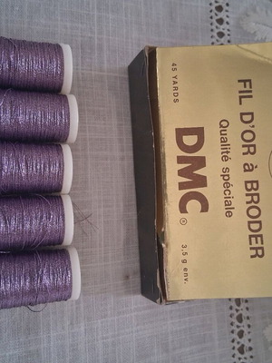 Purple gold thread DMC by Mouzaki company new, 4 pieces