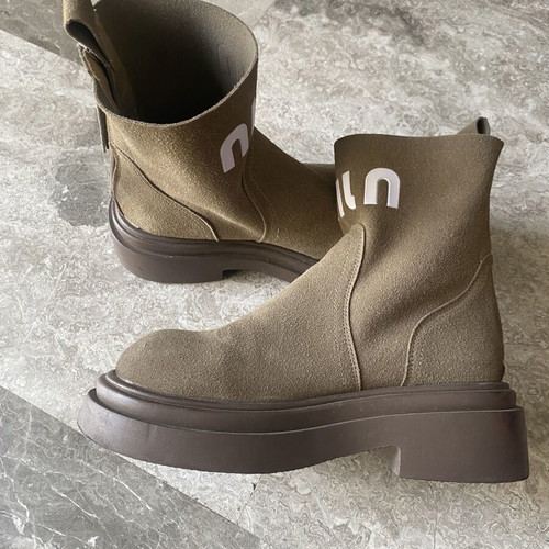 Miu Miu Suede Ankle Boots, taupe, EU 40