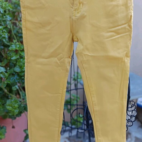 Colored stretch denim pants mustard color size S new