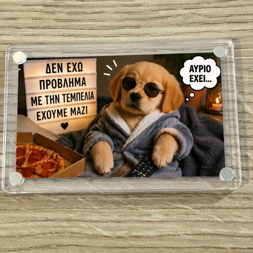 Acrylic fridge magnet 9x6cm "No Problem" Lazy Dog Meme new