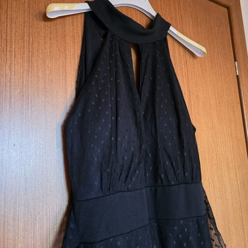 Maxi dress black with polka dot tulle new