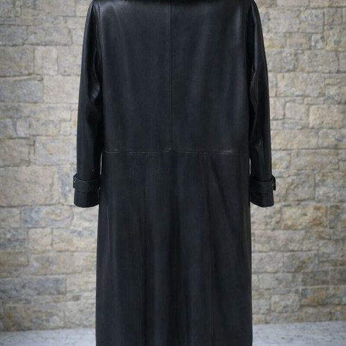 Skin to Skin women's leather coat black, A-line, size 48-50 like new