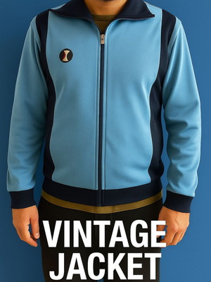 Vintage jacket used, 25 years old, blue, retro sportswear