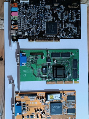 Computer components used, memory cards, sound and graphics cards, DVD writer