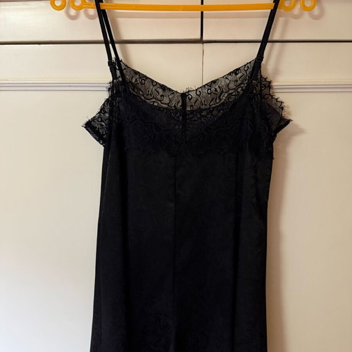 MINKPINK Black Satin Embossed One-Piece Shorts Like New With Lace Size S