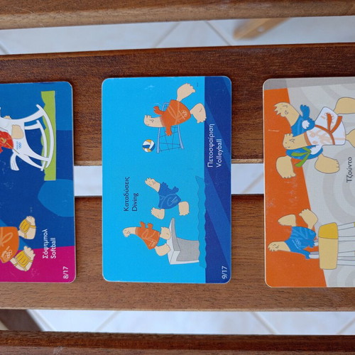 OTE collectible phone cards used, set of 3, Athens Olympic Games