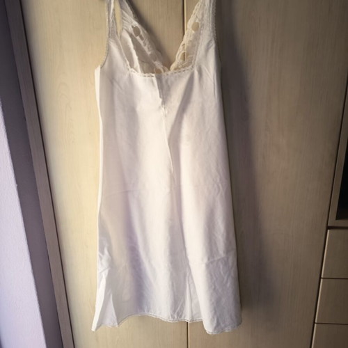 Vintage 60s White Slip Dress with Lace Bust and Hem, New