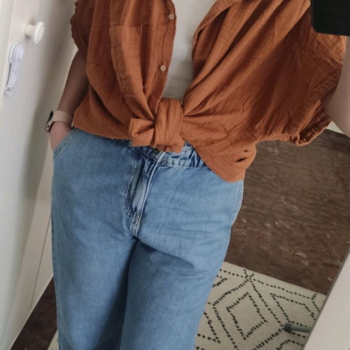 Old Navy women's oversized cotton shirt like new, brown orange, size XL