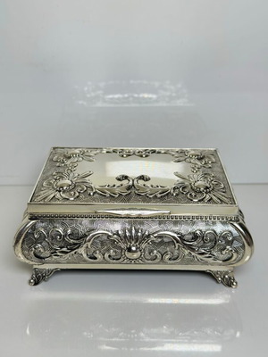 Silver Plated Jewelry Box Baroque Style like new