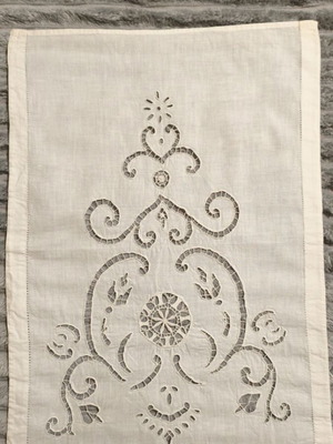 White cutwork vintage curtain handmade like new