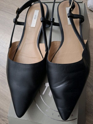 H&M Slingback shoes used, leather, size 39, black