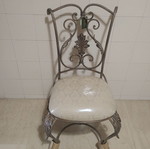 Set of 2 wrought iron dining chairs with decorative leaf details