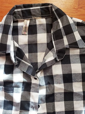 Massimo Life sleeveless shirt used, black and white gingham, cotton, size S