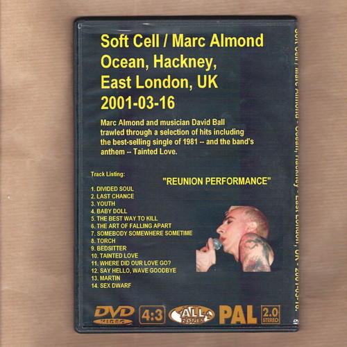Soft Cell Live in London Hackney Ocean 16.3.2001 DVD like new