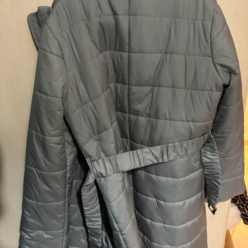Magnetic Couture Long Jacket New With Detachable Hood And Belt Gray Silver