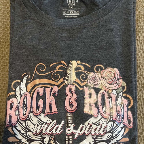 Shein Plus Size Oversized T-shirt with Rock & Roll Graphic, New