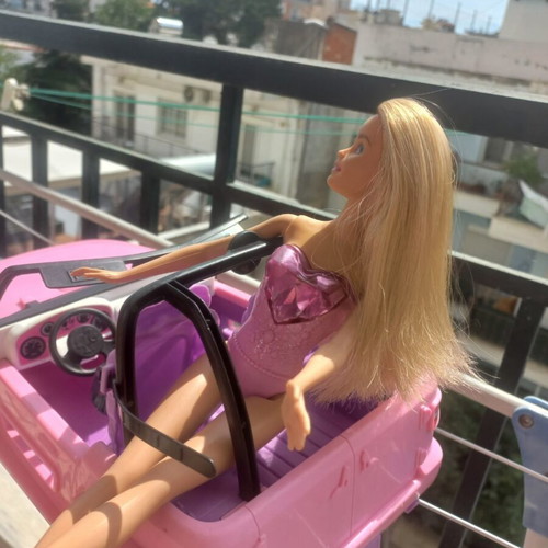 Barbie Princess Gem doll and pink jeep Mattel used set