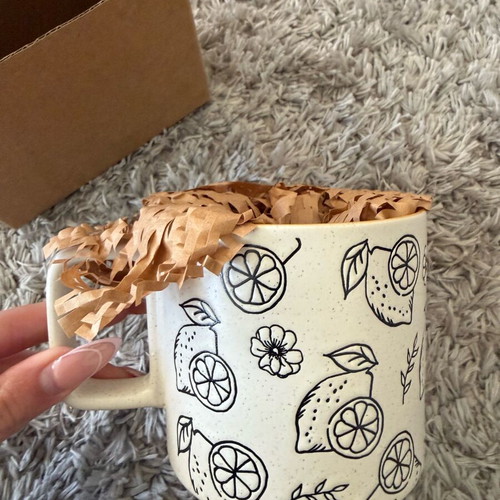 Ceramic mugs Sinsay with lemon and avocado design, new