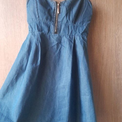 Mini dress in denim style S-M like new, blue elastic