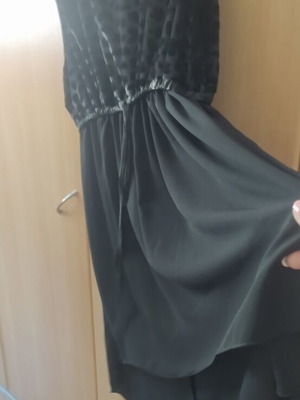 Evening blouse black XL like new, asymmetrical muslin hem