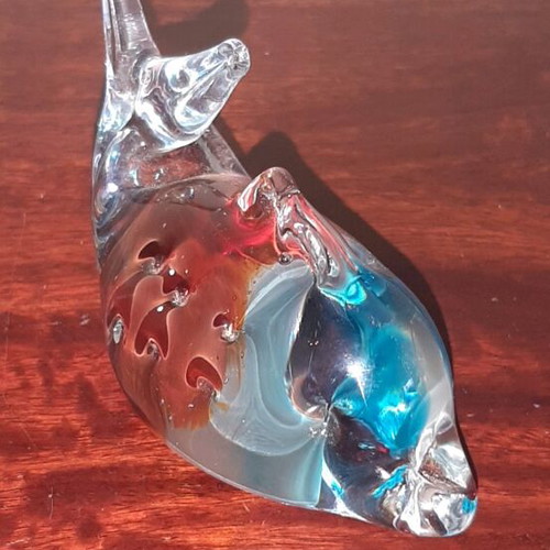 Decorative item used, blown glass 10x6cm