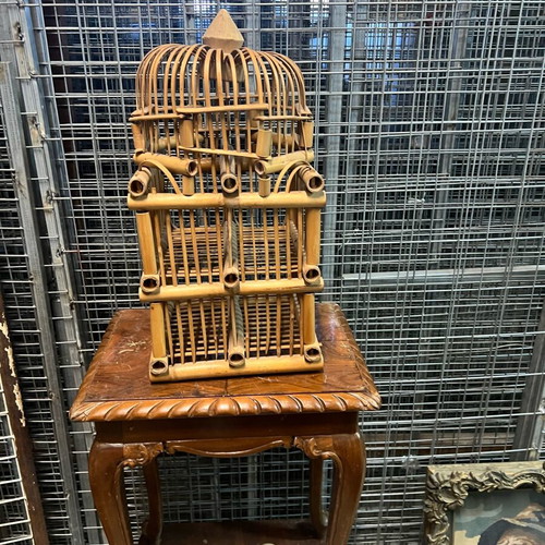 Bamboo bottle holder used, 4 slots, 50cm height x 24cm